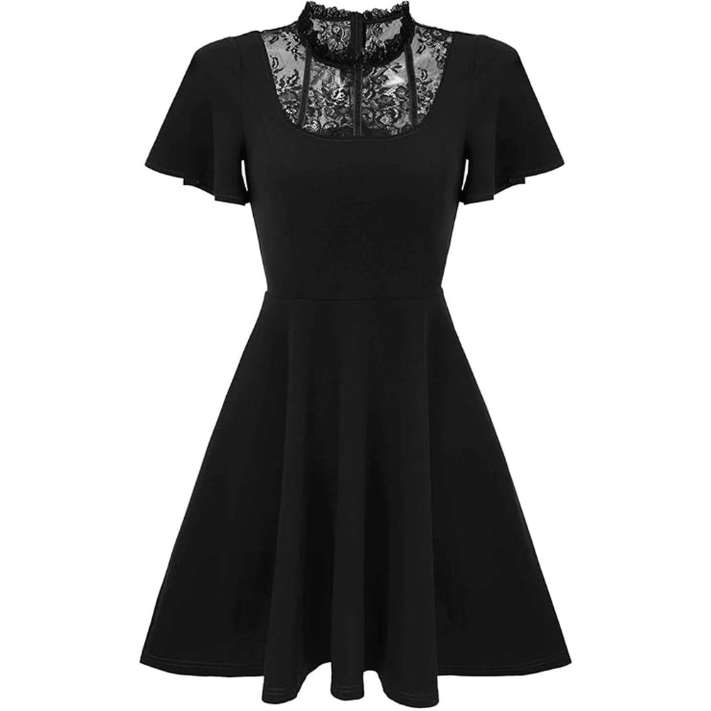 Whismigoth Fairy Lace Mesh Flutter Sleeve Cocktail Vintage Vamp Dress Size Small